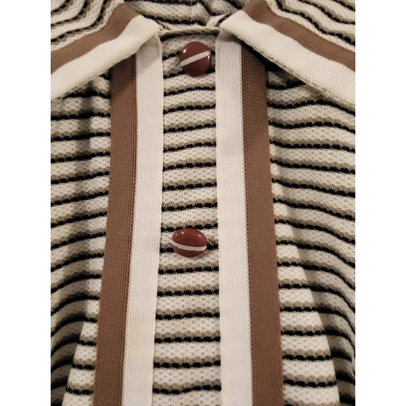 Vintage 60s 70s Striped Knit House Dress Casual Mod - Picture 4 of 5